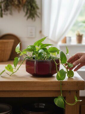Handcrafted 9-Sided Earthenware Bowl Planter Candy Knick-Knacks